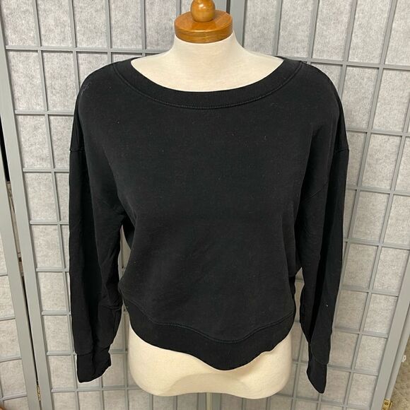 Athleta Open Back Sweatshirt, Black, Extra Small - Picture 1 of 7